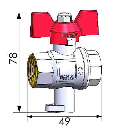 Кран шаровый полнопроходной для подключения термометра SOLOMON 1/2″ V1242 S (000029067) Киев
