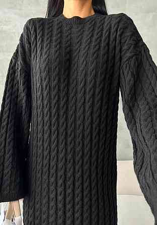 Жіноче тепле плаття міді вільного крою машина в'язка Чорний Одеса
