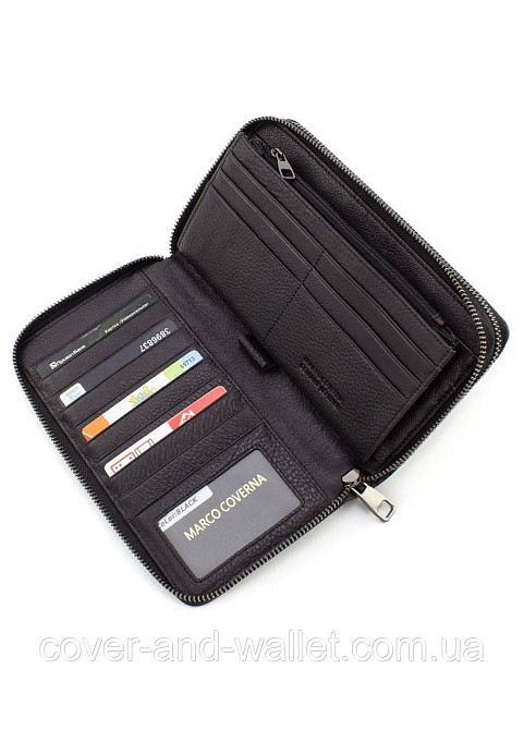 Мужская кожаная барсетка клатч на две молнии Marco Coverna 5902C Черный Киев - изображение 7