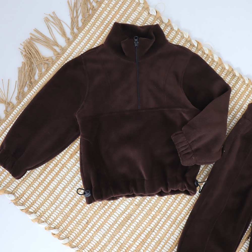 Дитячий теплий флісовий комплект (толстовка + штани) коричневий 98 Кам'янець-Подільський - фото 4