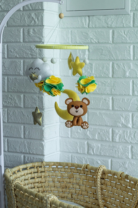 Дитячий музичний мобіль на ліжечко для немовлят WooolyWool «Ведмежатко» з 35 мелодіями Київ - фото 6