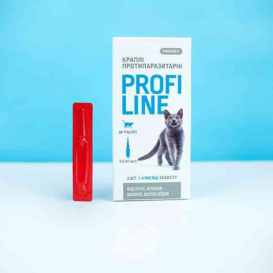 Капли Provet Profiline для кошек до 4 кг, 4 пипетки по 0,5 мл (инсектоакарицид) Винница