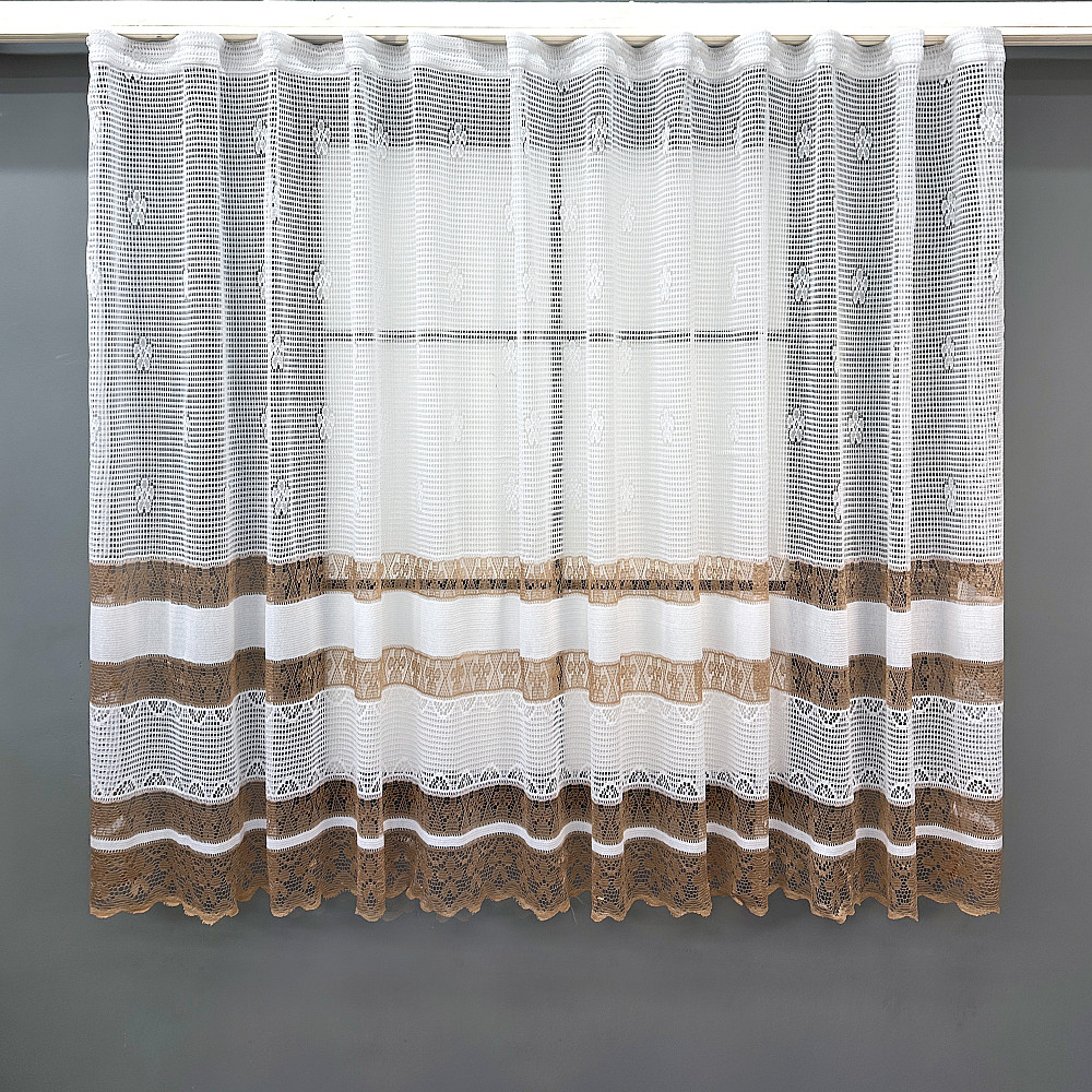 Тюль сітка VR-Textil Juli № 1719т Арка на кухню колір білий з карамельним 400х150 см (53-0040) Київ - фото 2
