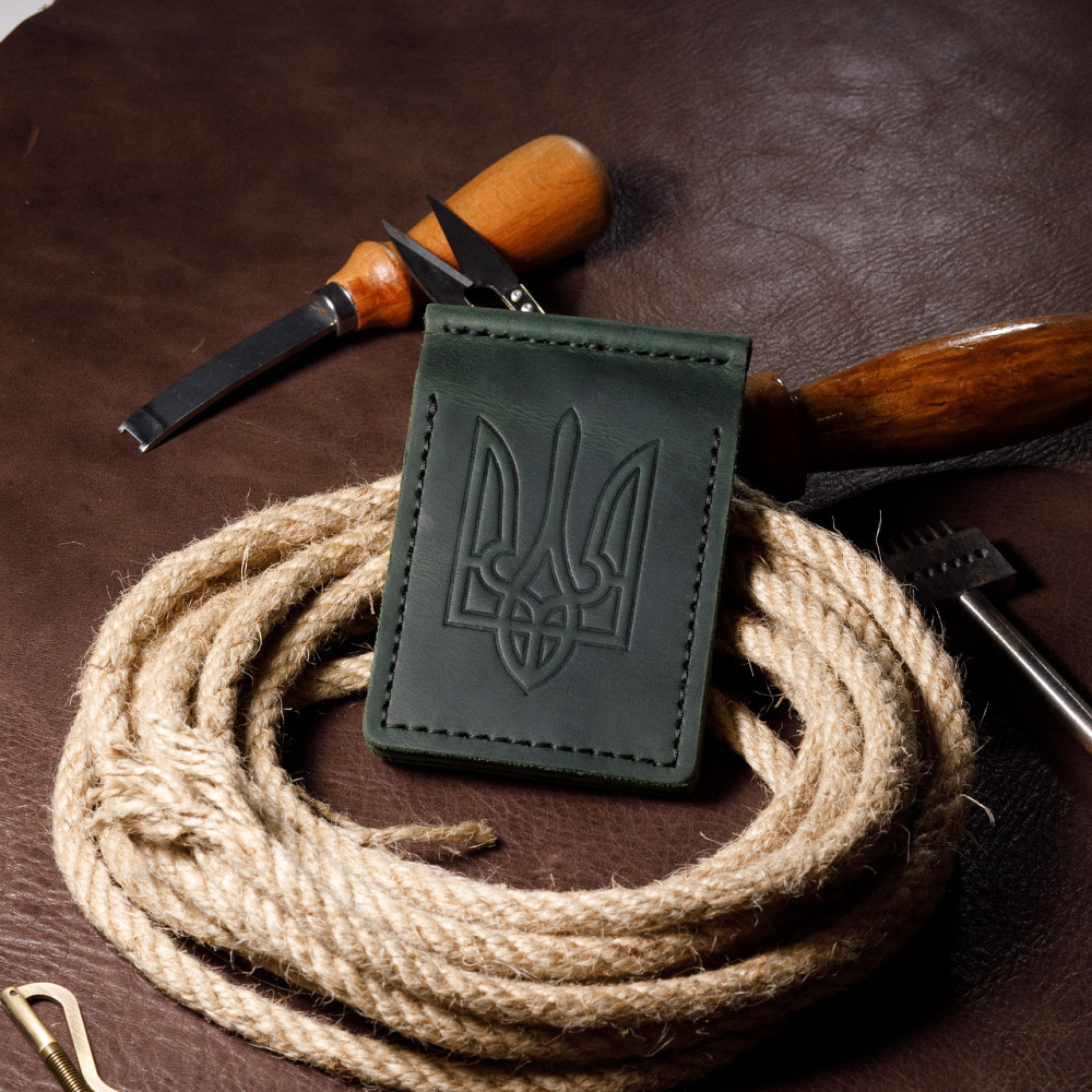 Затискач для грошей купюр чоловічий з відділеннями для карт, місткий гаманець на кнопці, зеленийMasterSem Київ - фото 1