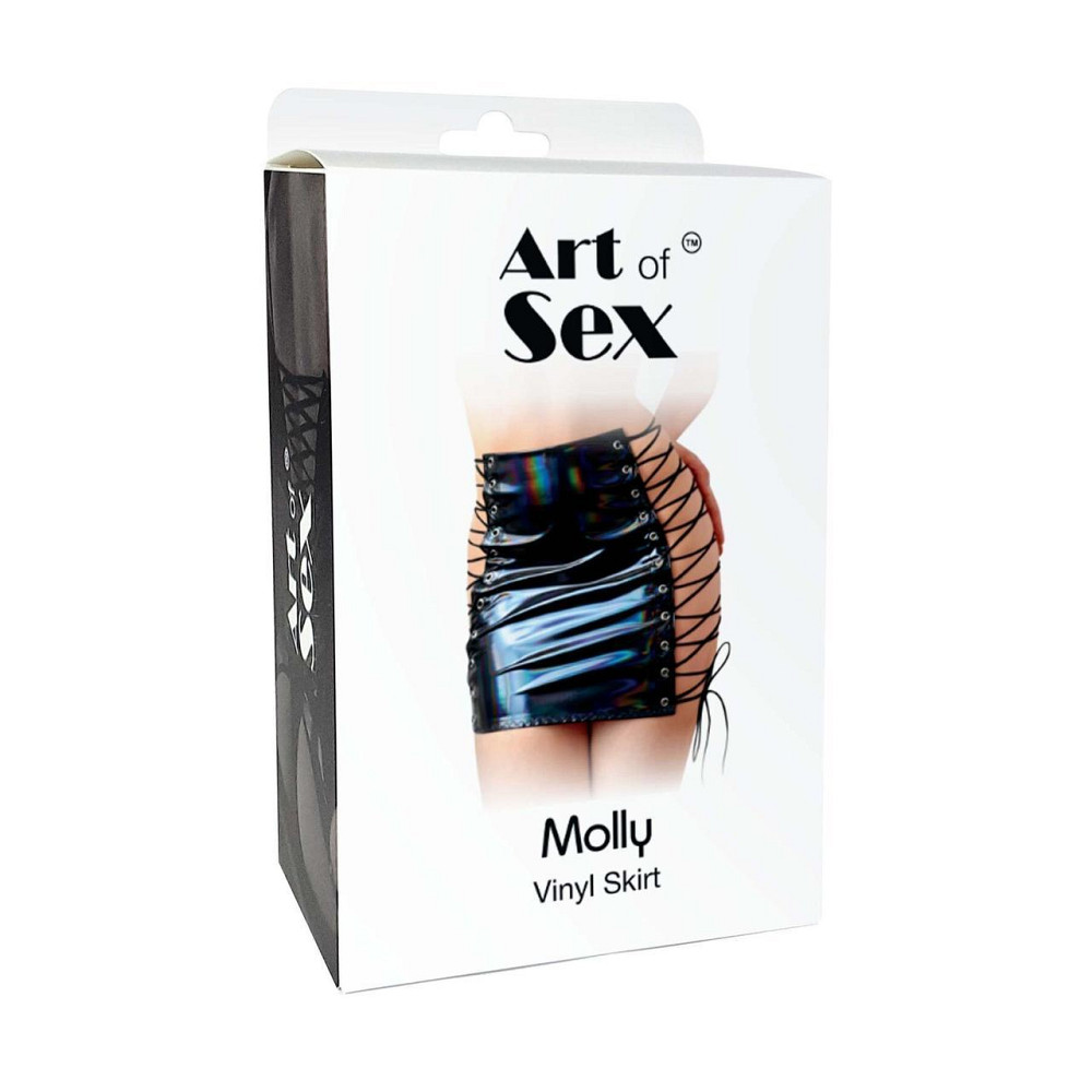 Лакована спідниця на шнурівці Art of Sex - Molly, колір чорний з ефектом голограми, XS-M Sex Aura Київ - фото 3