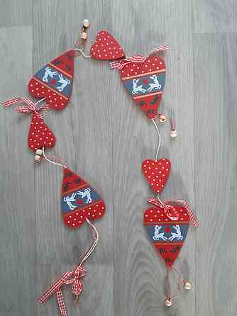 Новогодние игрушки деревянные Сердечка 95 см разноцветный Киев