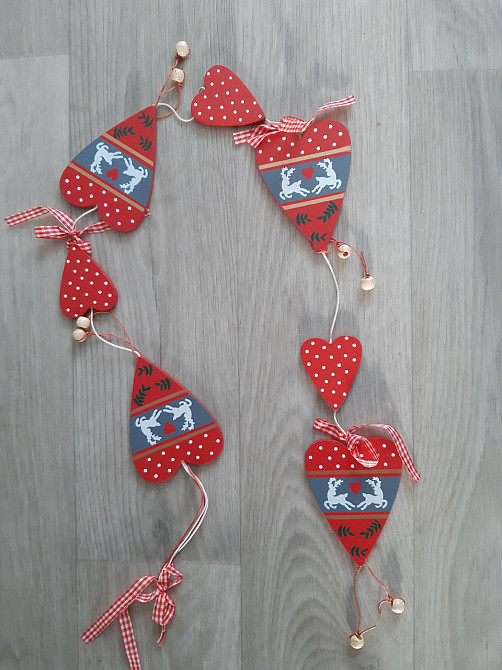 Новогодние игрушки деревянные Сердечка 95 см разноцветный Киев - изображение 1