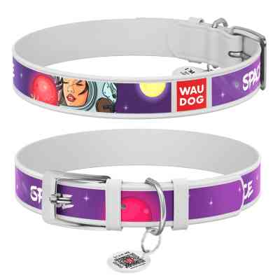 Ошейник для животных WAUDOG Design с QR паспортом "Больше космоса" XS Ш 12 мм Д 18-24 см белый (0012-0126-15) Винница