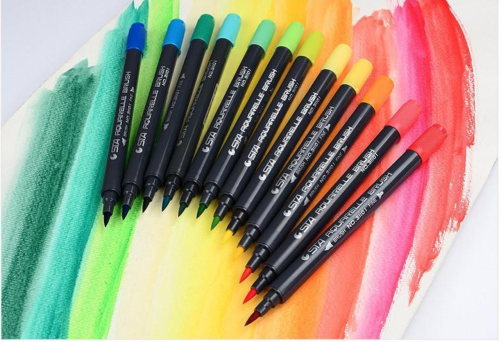 Набор двусторонних акварельных маркеров на водной основе STA 24 цвета, маркеры для скетчинга и рисования Каменец-Подольский - изображение 5