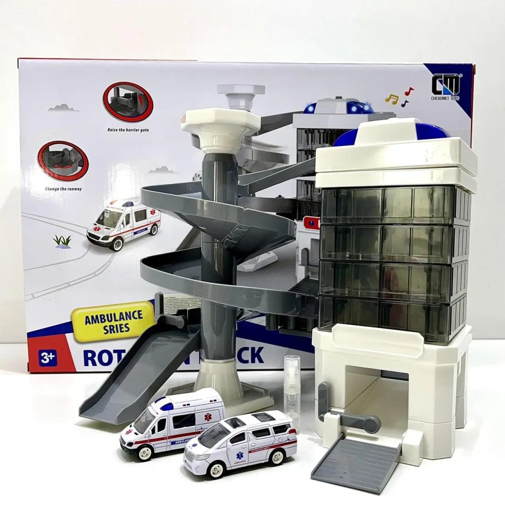 Гараж ігровий Швидка допомога з підсвічуванням та звуком 2 машинки в комплекті Білий (CM-559-55) Чернігів - фото 3