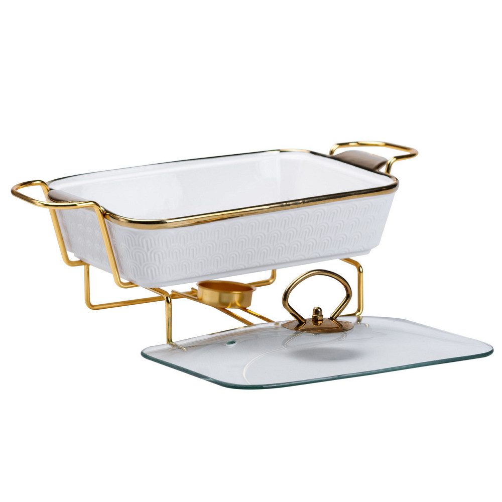 Фарфоровий мармит на 1 літр з металевою підставкою Київ - фото 4