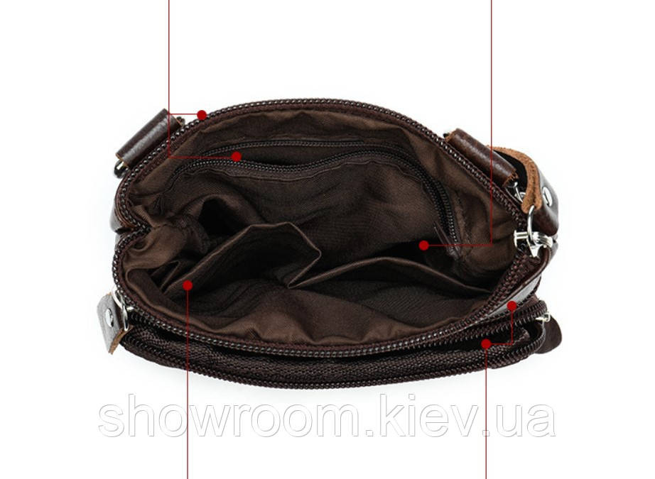 Маленькая мужская кожаная сумка Leather Collection (5042) brown Киев - изображение 3