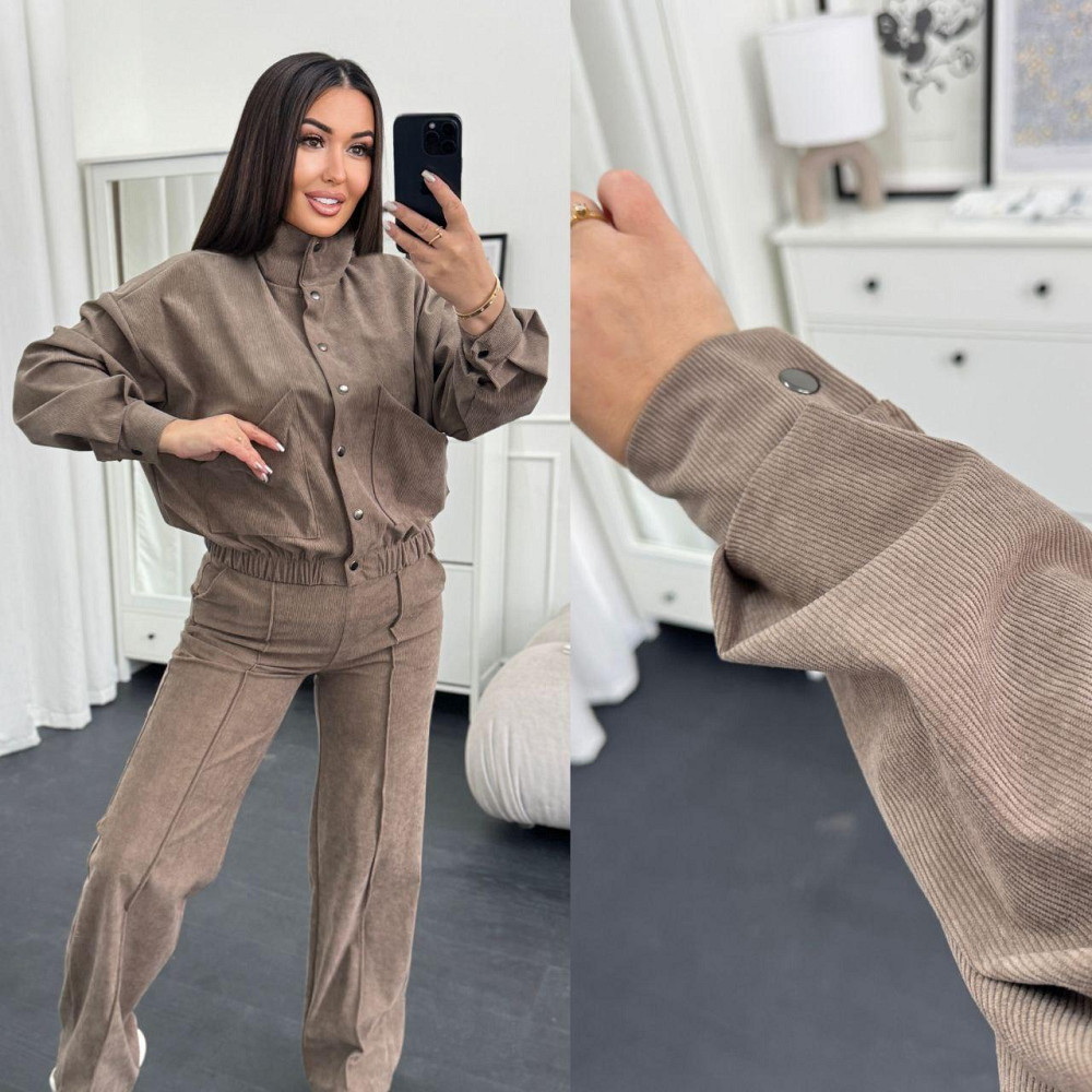 Жіночий стильний повсякденний костюм-двійка бомбер + штани Бежевий, 42/44 Одеса - фото 9