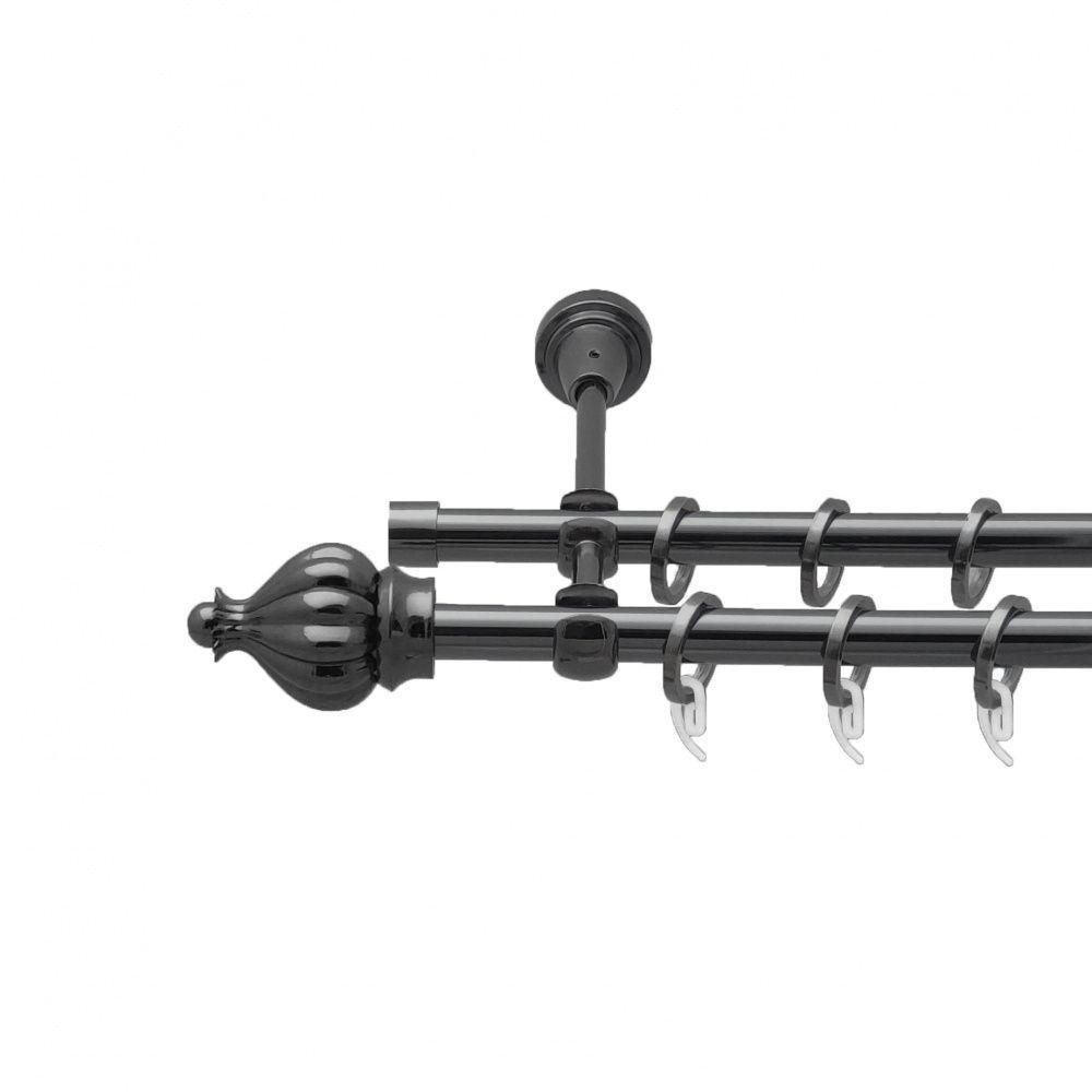 Карниз Orvit Таджа металевий дворядний відкритий гладка труба кільце фасонне металеве  Онікс 16\16 мм 160 см (4714318) Львів - фото 1