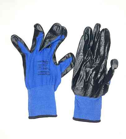 Рукавички робочі RNIT Pas прогумовані маслобензостійкі сині/чорні Винница