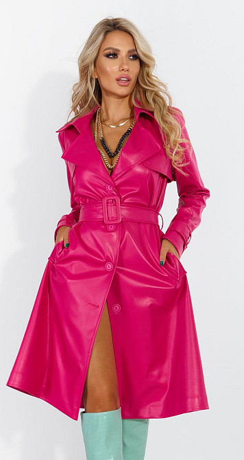 Яскравий тренч з екошкіри Київ - фото 1