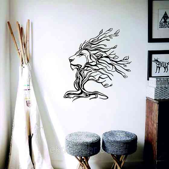 Декоративное настенное 3D Панно «Лев» Декор на стену с объемом 90*83 см, Черный Киев