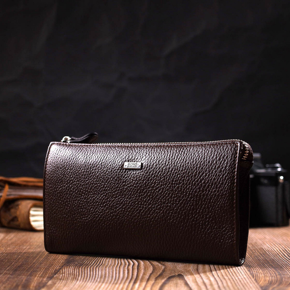 Практичний чоловічий клатч із натуральної шкіри aфлотар BOND 22051 Коричневий Київ - фото 3