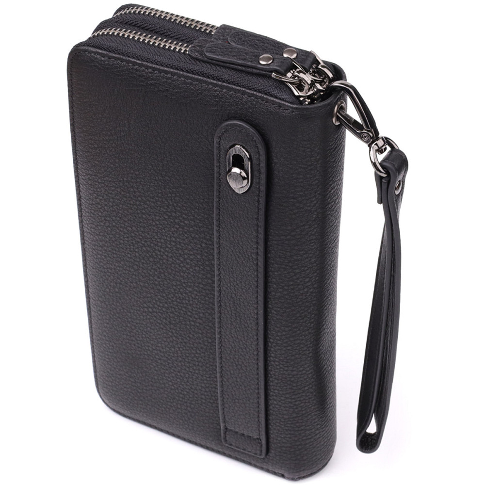 Цікавий чоловічий клатч із натуральної шкіри Чорний (Vintage) Київ - фото 6