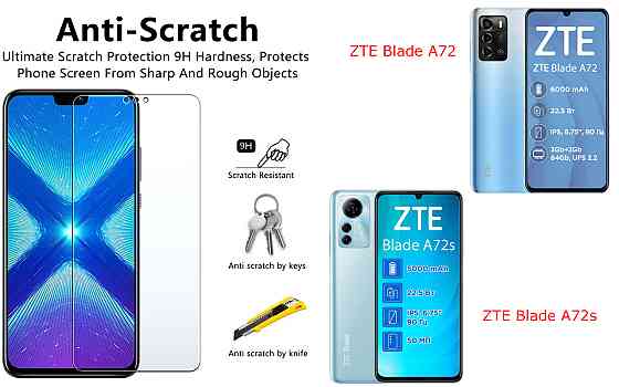 Захисне скло NeoGlass для ZTE Blade A72, Blade A72s – надпрозоре та стійке Київ