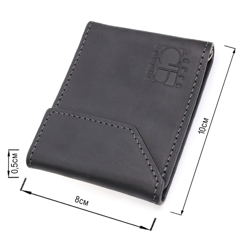 Компактний шкіряний затискач для грошей з утримувачем для Apple AirTag Чорний (GRANDE PELLE) Київ - фото 7