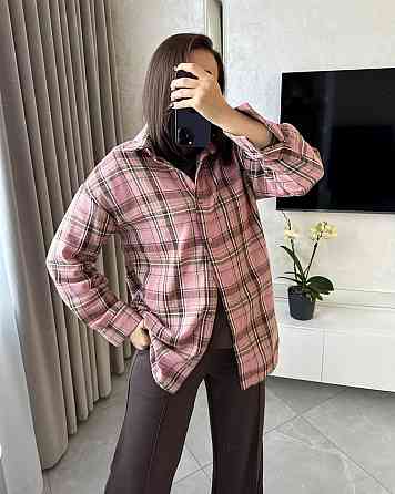Женская повседневная рубашка в клетку на пуговицах Розовый, 48/52 Одесса