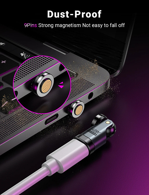 Магнітний конектор Lightning для магнітного адаптера, 9pin, швидка зарядка до 240W (без адаптера) Николаев - изображение 2