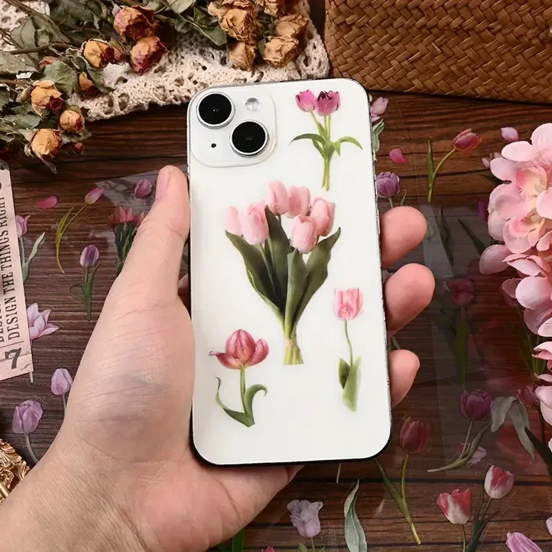 Стикеры цветочные «Тюльпаны» – набор 6 листов прозрачных наклеек для декора Киев - изображение 4