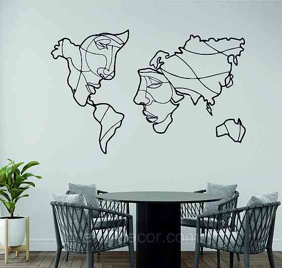 Декоративное настенное Панно «Карта», Декор на стену 110*171 см, Черный Киев