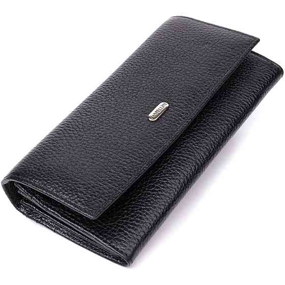 Класичний жіночий гаманець з натуральної шкіри Чорний (CANPELLINI) Київ