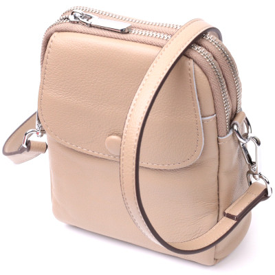 Сумка Vintage Женская на два отделения из натуральной кожи Бежевая (22400) Винница - изображение 1