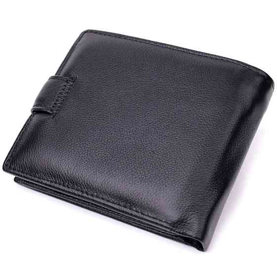 Мужской бумажник среднего размера из натуральной кожи ST Leather 22444 Черный Киев