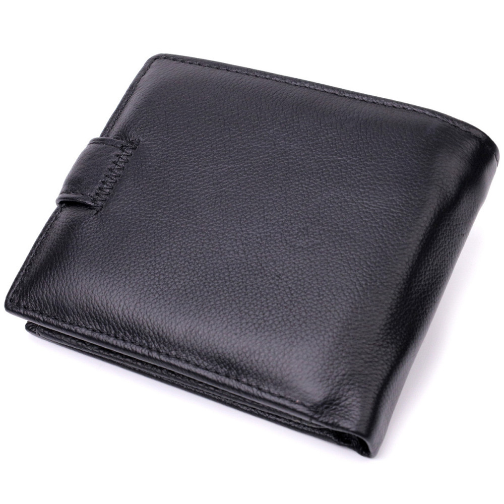 Мужской бумажник среднего размера из натуральной кожи ST Leather 22444 Черный Киев - изображение 6