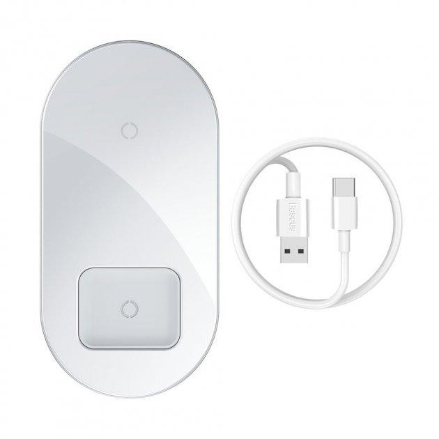 Бездротова зарядка Baseus Simple Wireless Charger 2 в 1 WXJK-С02 (Біла) Миколаїв - фото 4