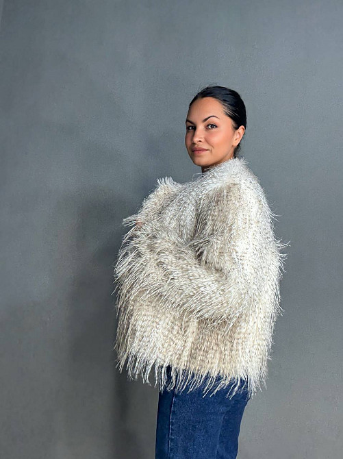 Шуба жіноча Fancy Matinee 111 штучне хутро перо коротка бежева, бежевий, L Київ - фото 16