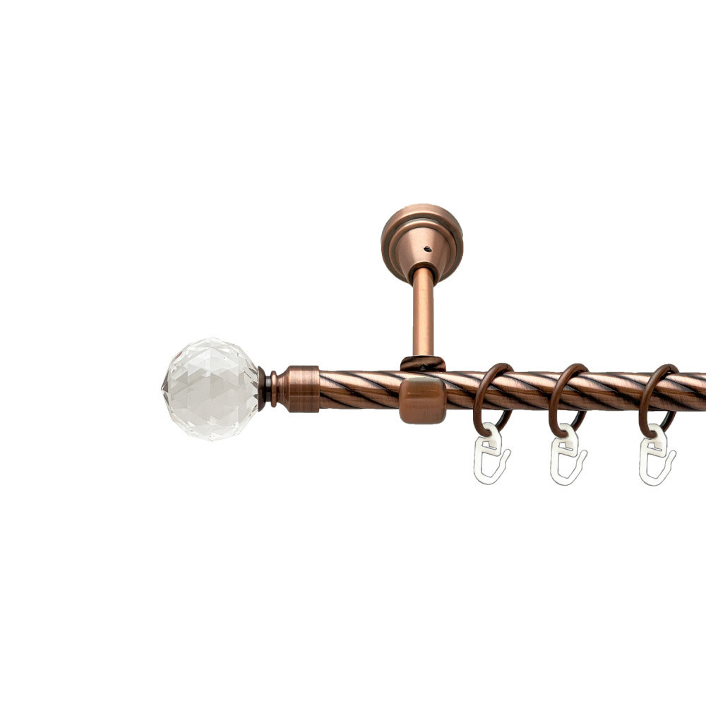 Карниз Orvit Люміера металевий однорядний відкритий скручена труба кільце металеве Мідь 16 мм 240 см (00-00025186) Львів - фото 1