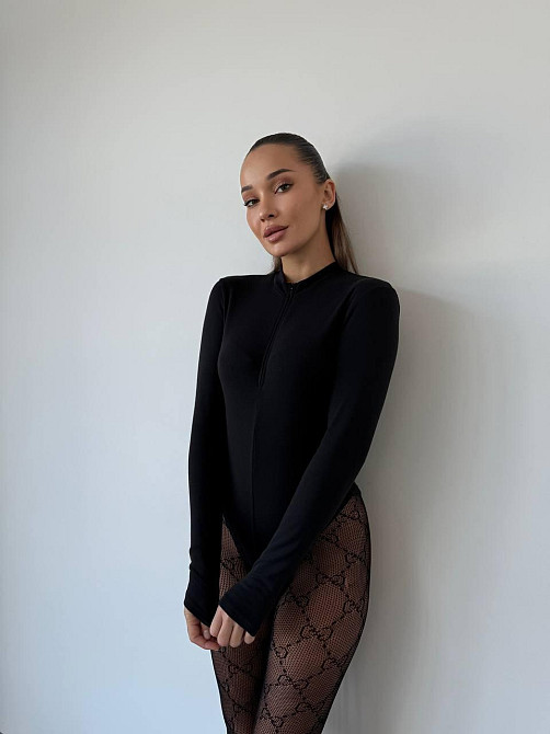 Женский теплый базовый боди на молнии джерси на флисе Черный, 46/48 Одесса - изображение 3