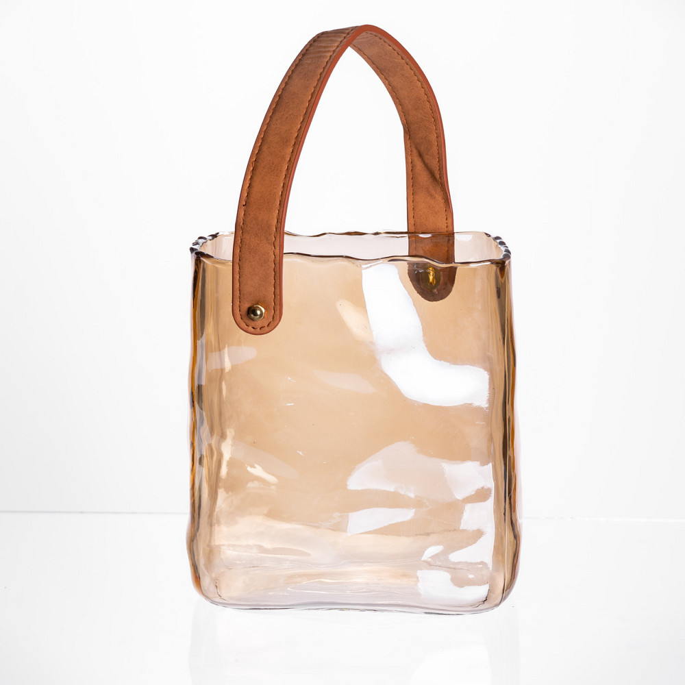 Коричнева декоративна ваза-сумочка для квітів 16×8×18.5 см Київ - фото 2