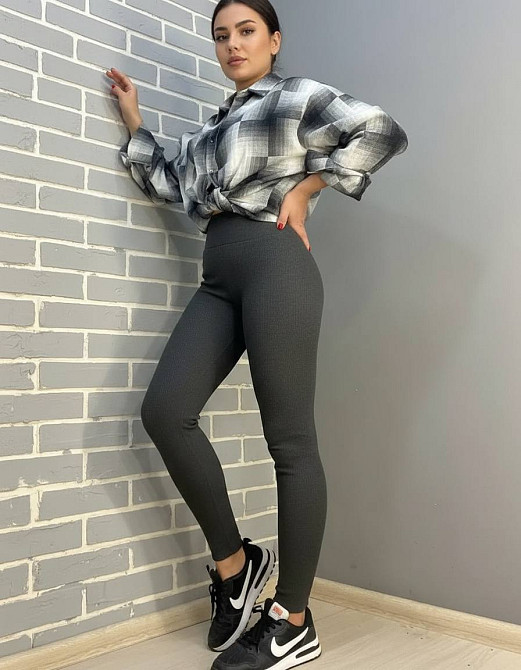 Лосины женские Ласточка 5247 рубчик широкий пояс утепленные на меху серые, серый, L Киев - изображение 20