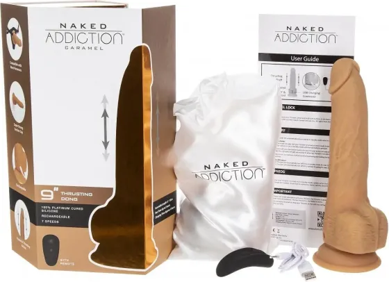 Фалоімітатор з пульсацією Naked ADDICTION Dominic 9″ Caramel, пульт ДК, діаметр 4,2 см Львів
