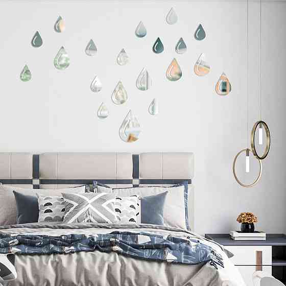 Декор дзеркальний самоклеючий Краплі сріблясті, 20 шт Київ