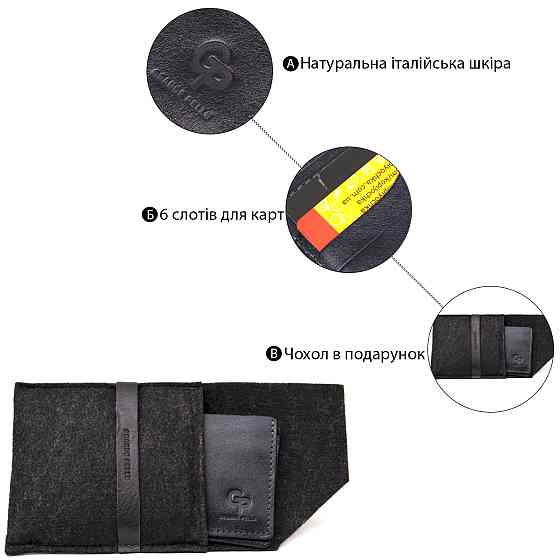 Портмоне из натуральной кожи GRANDE PELLE 11462 Черный Киев