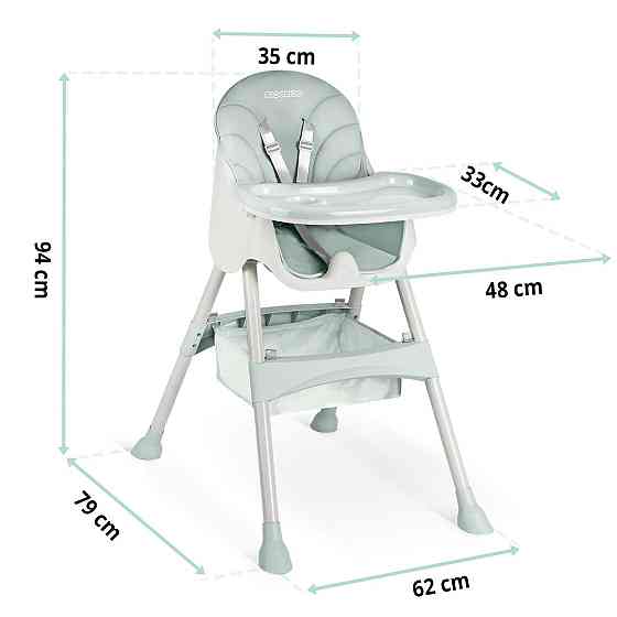 Стільчик для годування зі столиком Ricokids Milo 79 х 62 х 94 см - зелено-білий Київ