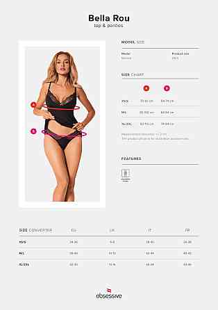 Топ та трусики Obsessive Bella Rou top & panties XS/S, топ, трусики Sex Aura Київ