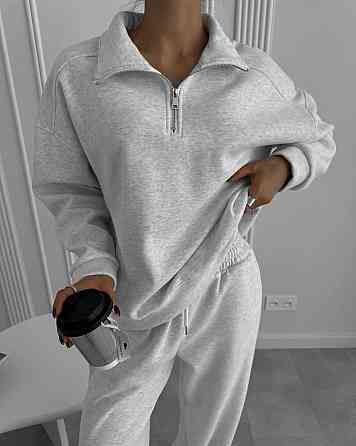 Женский базовый теплый костюм двойка Трехнитка на флисе Серый, 42/46 Одесса