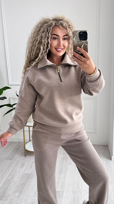 Женский стильный и теплый вязаный костюм осень-зима на трикотажной основе. Капучино, 40/42 Одесса - изображение 4