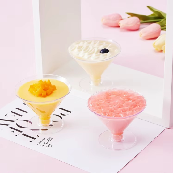 Набор стаканов десертных 150 мл, 10 шт, многоразовые, пластиковые для фуршетов креманка на съёмной ножке для десертов,прозрачная Каменец-Подольский