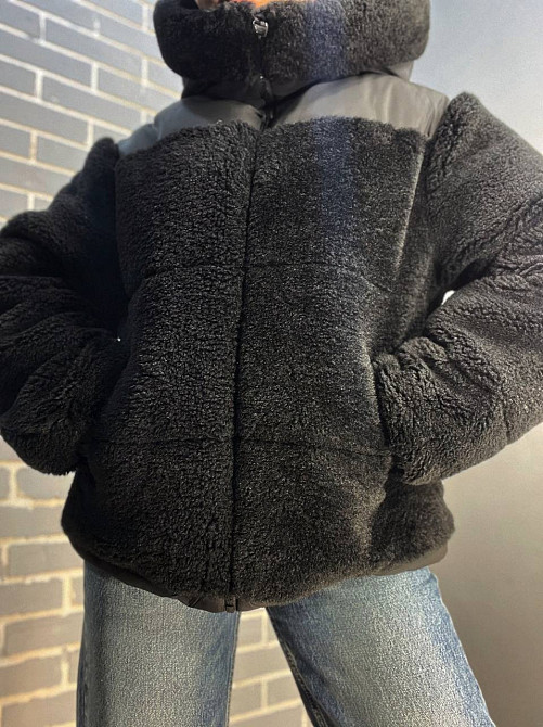 Куртка жіноча Lady Yep 9055 тедді комбінована штучне хутро оверсайз з капюшоном, чорний, 44-48 Київ - фото 16