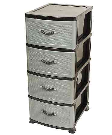 Комод пластиковый Efe Plastics 4 ящика 90х46х38, ротанг, чёрно-серый. Эфе пластик* Одесса