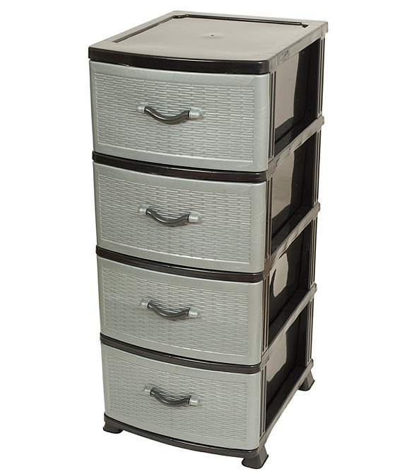 Комод пластиковий Efe Plastics 4 ящики 90х46х38, ротанг, чорно-сірий* Одеса - фото 2